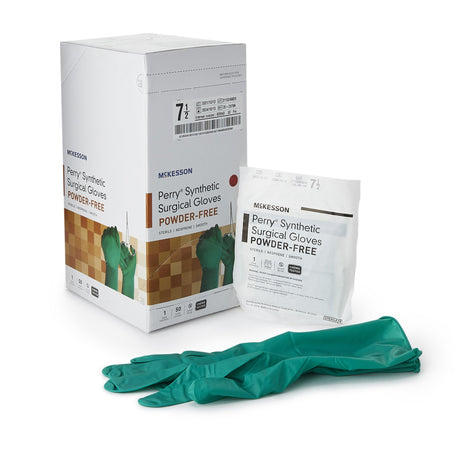Surgical Glove McKesson Perry® Performance Plus Size 7.5 Sterile Polychloroprene Standard Cuff Length Smooth Dark Green Chemo Tested - BeHope