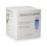 Safety Lancet Assure® 28 Gauge Protective Safety Cap Push Button Activation Finger - BeHope