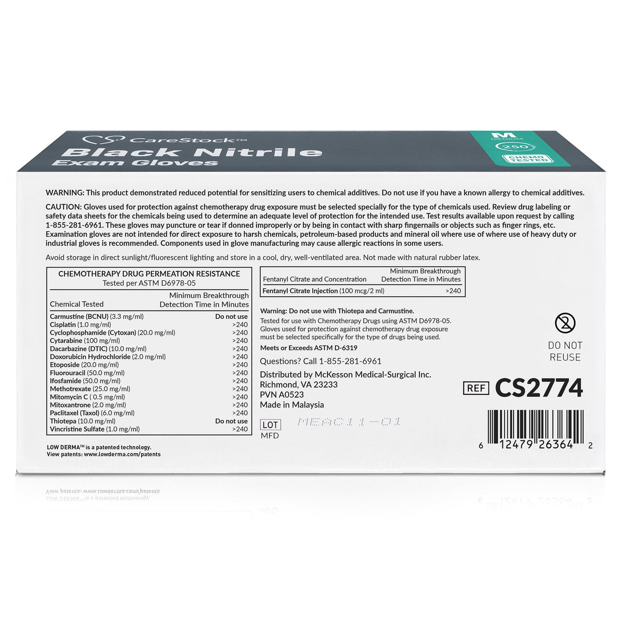Exam Glove CareStock™ Medium NonSterile Nitrile Standard Cuff Length Fully Textured Black Not Rated - BeHope