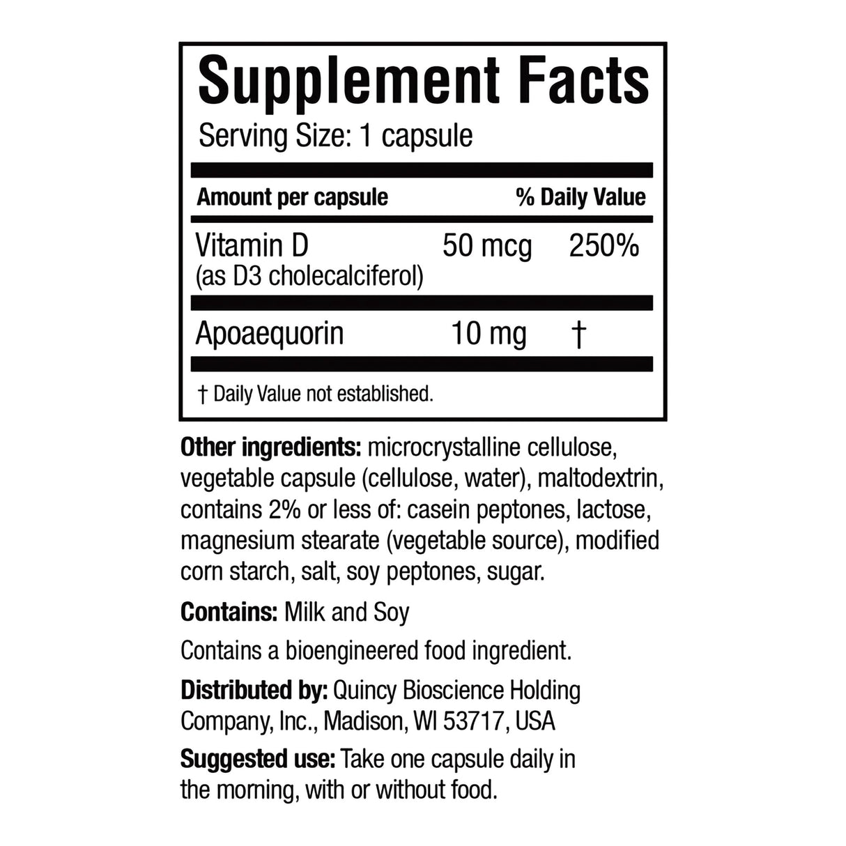 Brain Health Supplement Prevagen® Vitamin D / Apoaequorin 50 mcg - 10 mg Strength Capsule 30 per Bottle - BeHope