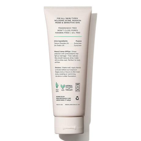 Sunscreen MDSolarsciences Mineral Crme SPF 50 Cream 3.4 oz. Tube