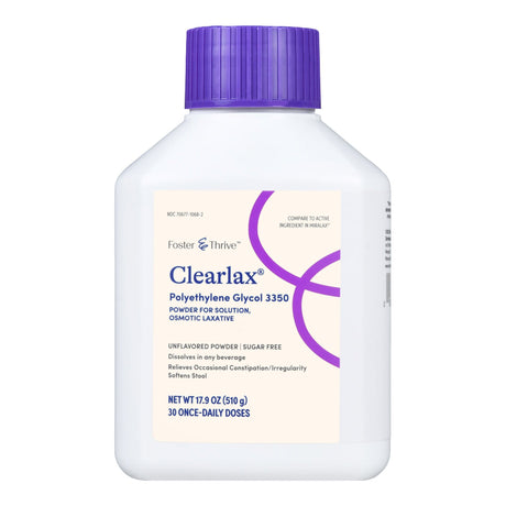 Laxative Foster & Thrive™ Unflavored Powder 17.9 oz. 17 Gram Strength Polyethylene Glycol 3350 - BeHope