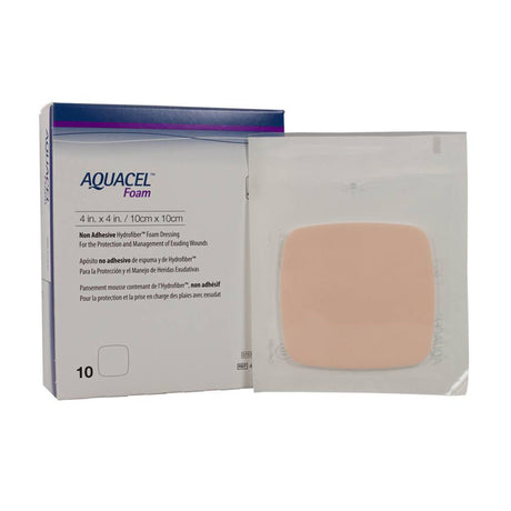 Foam Dressing Aquacel® 4 X 4 Inch Without Border Waterproof Film Backing Nonadhesive Square Sterile - BeHope