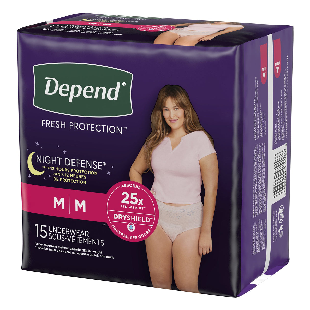 Female Adult Absorbent Underwear Depend® Night Defense® Waistband Style Medium Disposable Heavy Absorbency - BeHope