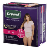 Female Adult Absorbent Underwear Depend® Night Defense® Waistband Style Medium Disposable Heavy Absorbency - BeHope