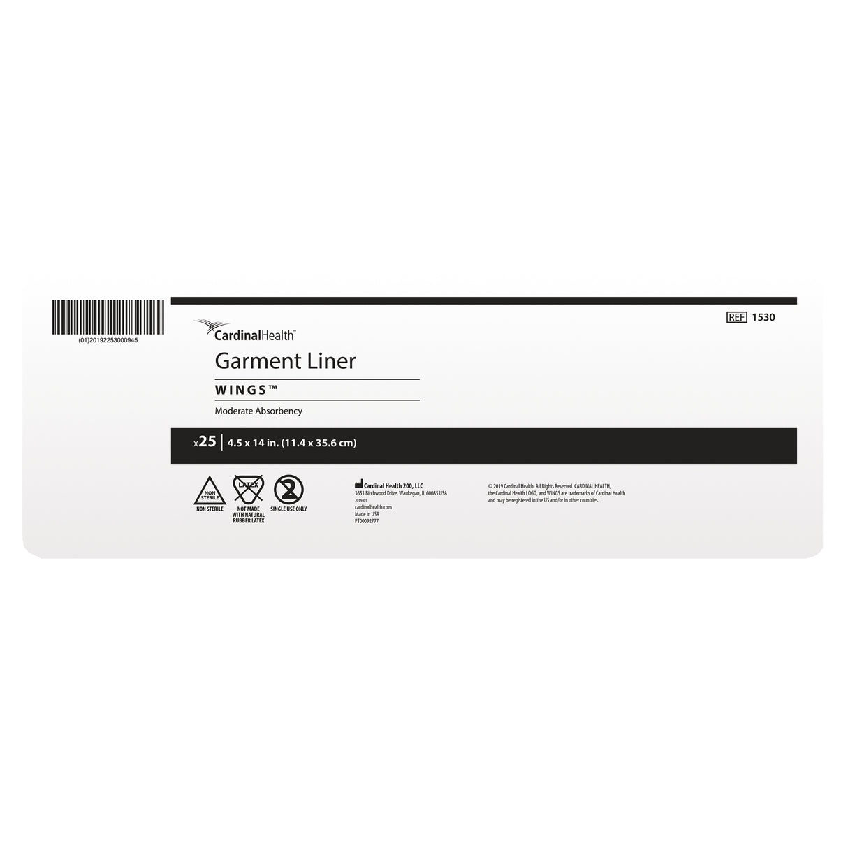Incontinence Liner Simplicity™ 4-1/2 X 14 Inch Moderate Absorbency Polymer Core One Size Fits Most - BeHope