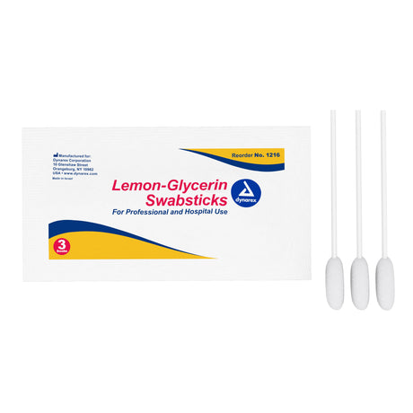 Lemon Glycerin Swabstick Dynarex® Foam Tip 3 per Pack - BeHope