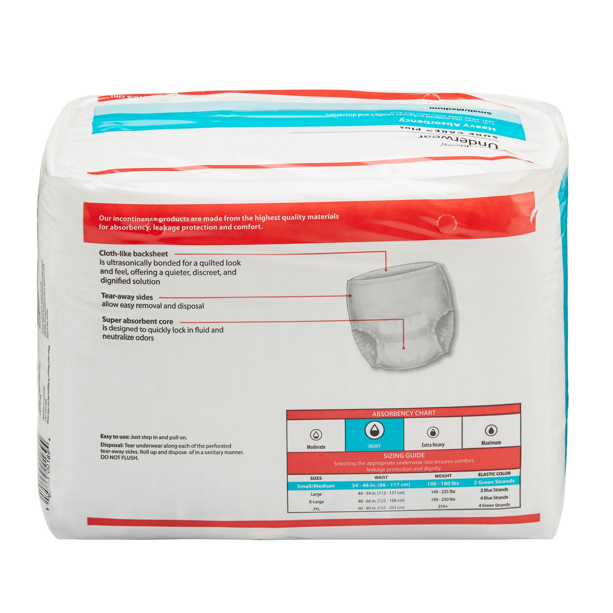 Unisex Adult Absorbent Underwear Sure Care Plus Pull On with Tear Away Seams Small / Medium Disposable Heavy Absorbency