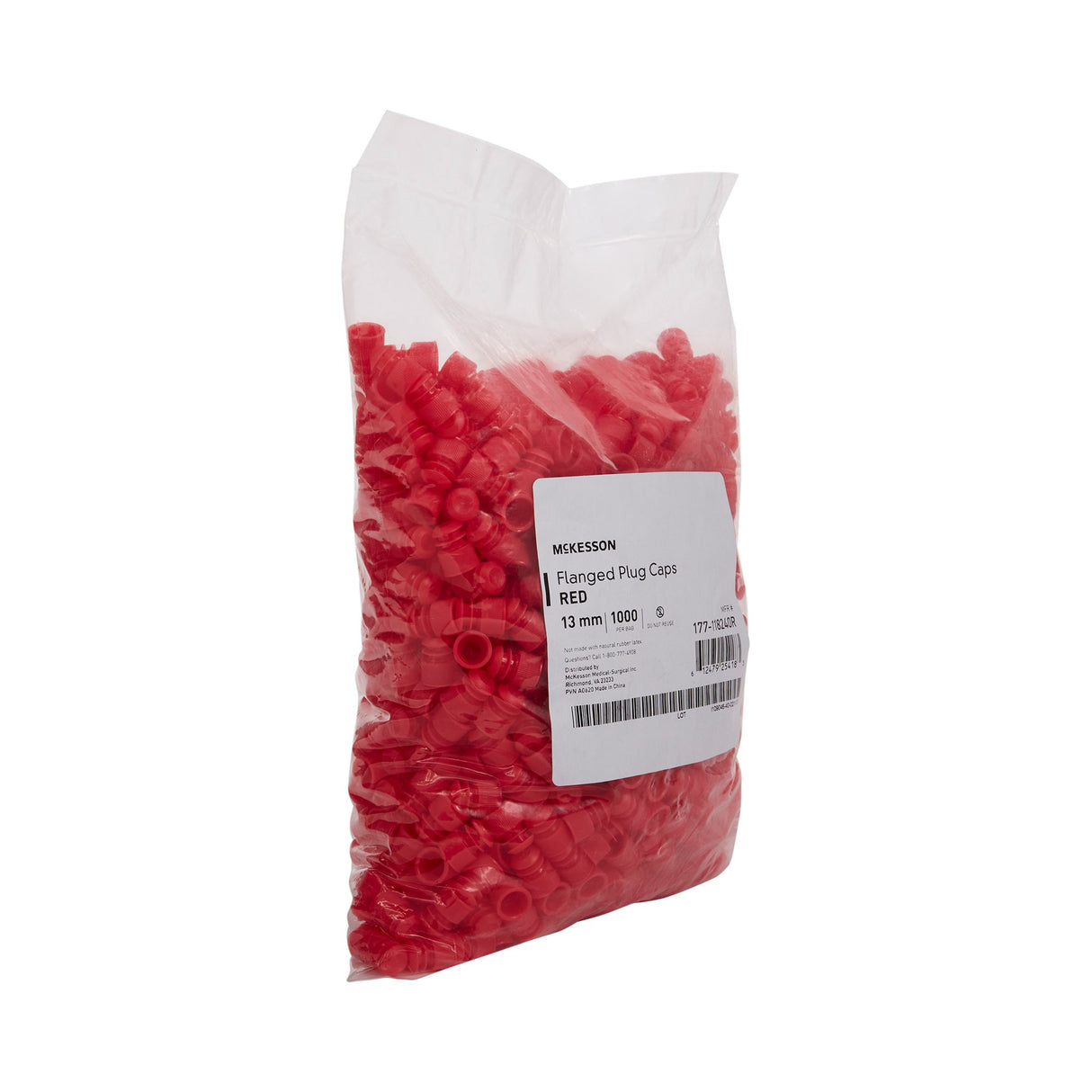 McKesson Tube Closure Polyethylene Flanged Plug Cap Red 13 mm For Use with 13 mm Blood Drawing Tubes, Glass Test Tubes, Plastic Culture Tubes NonSterile - BeHope