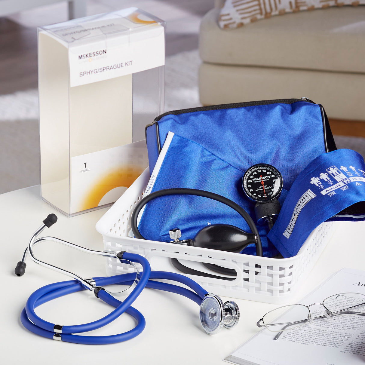 Reusable Aneroid / Stethoscope Set McKesson Brand 23 to 33 cm Adult Cuff Dual Head Sprague Stethoscope Pocket Aneroid - BeHope