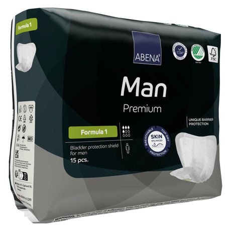 Bladder Control Pad Abena® Premium Man 9 X 11.4 Inch Moderate Absorbency Fluff / Polymer Core Size 1 - BeHope