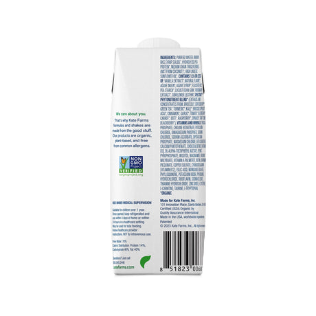 Pediatric Oral Supplement Kate Farms Pediatric Peptide 1.5 Vanilla Flavor 8.45 oz. Carton Liquid Organic Hydrolyzed Pea Protein - BeHope