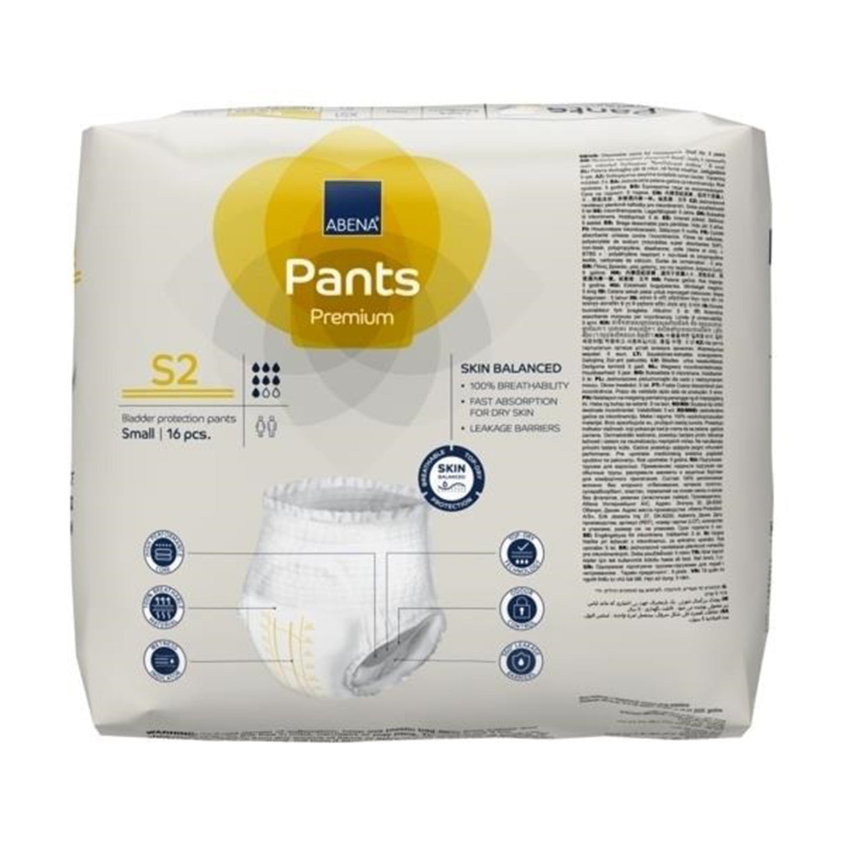 Unisex Adult Absorbent Underwear Abena® Premium Pants S2 Pull On with Tear Away Seams Small Disposable Heavy Absorbency - BeHope