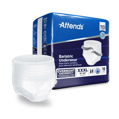 Unisex Adult Absorbent Underwear Attends® Bariatric Pull On with Tear Away Seams 3X-Large Disposable Heavy Absorbency - BeHope