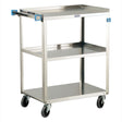 Utility Cart Stainless Steel Frame 16.25 X 27.5 X 32.125 Inch Silver 15-1/2 X 22 Inch Shelves - BeHope