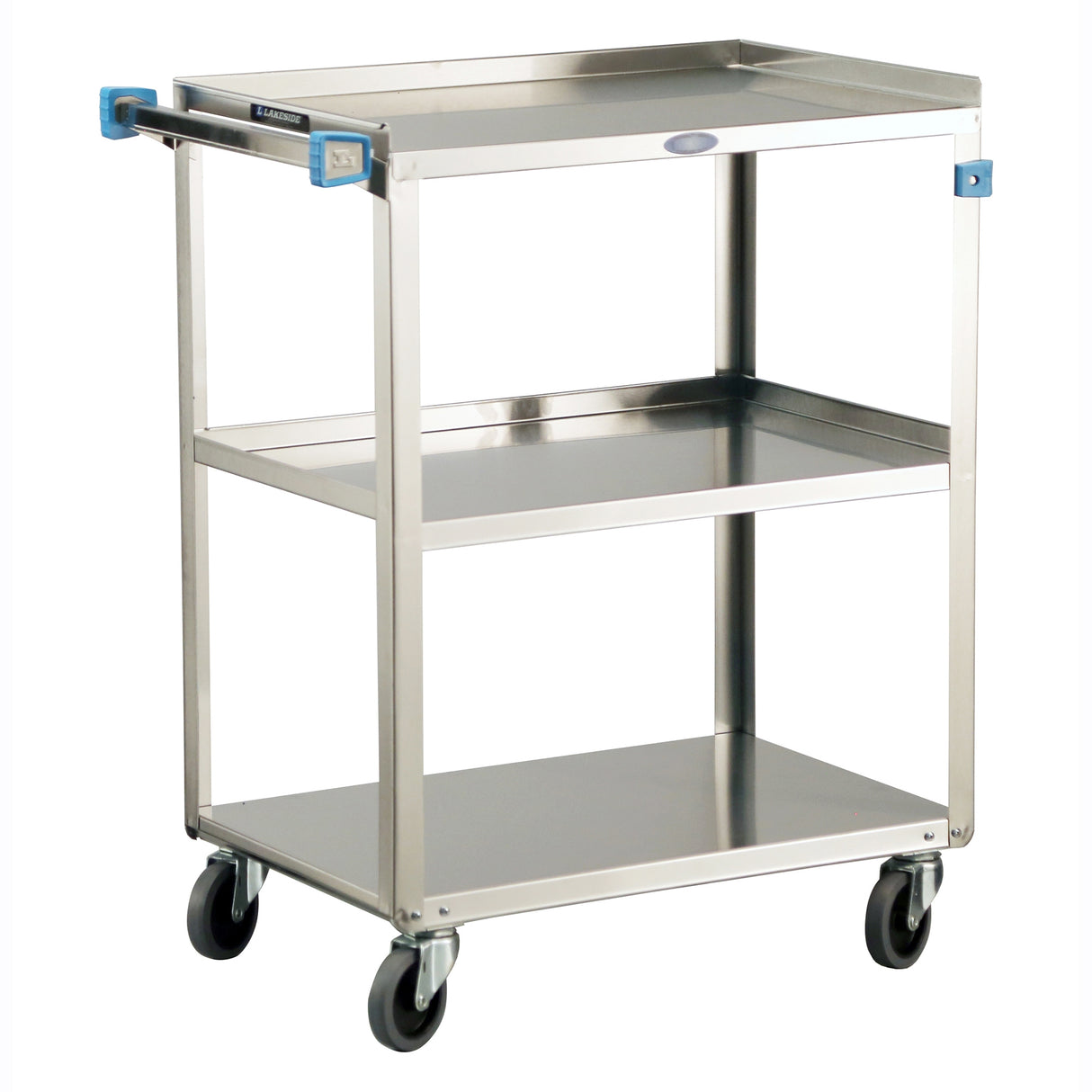 Utility Cart Stainless Steel Frame 16.25 X 27.5 X 32.125 Inch Silver 15-1/2 X 22 Inch Shelves - BeHope