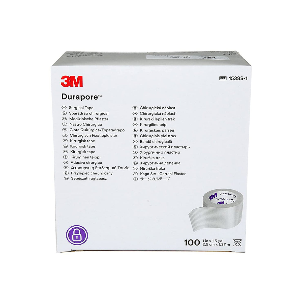 Medical Tape 3M™ Durapore™ White 1 Inch X 1-1/2 Yard Silk-Like Cloth NonSterile - BeHope