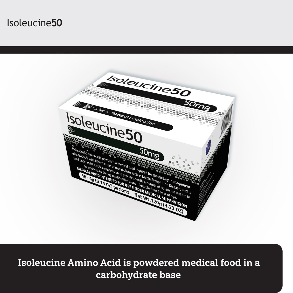 Oral Supplement Isoleucine50 Unflavored Powder 4 Gram Individual Packet - BeHope