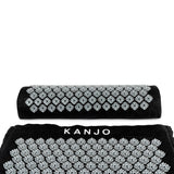 Kanjo Acupressure Mat Set Large Black / White Cotton-Linen Fabric / Memory Foam / Plastic Mat: 24 X 34 Inch / Pillow: 6 X 22 Inch - BeHope