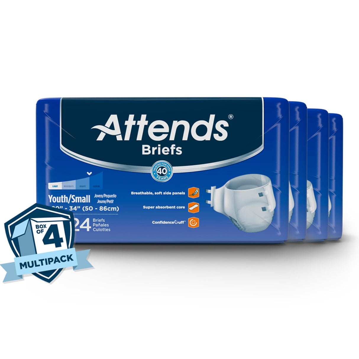 Unisex Youth Incontinence Brief Attends Small Disposable Heavy Absorbency - BeHope