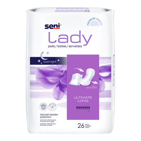 Bladder Control Pad Seni® Lady Ultimate 16-1/2 Inch Length Heavy Absorbency Super Absorbent Core One Size Fits Most - BeHope