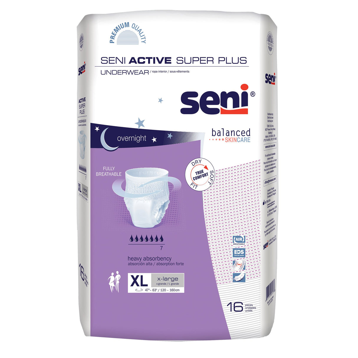 Unisex Adult Absorbent Underwear Seni Active Super Plus Pull On with Tear Away Seams X-Large Disposable Heavy Absorbency