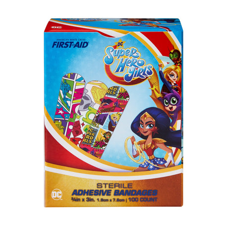 Adhesive Strip Stat Strip® Plastic Kid Design (DC Super Hero Girls) 3/4 X 3 Inch Sterile - BeHope