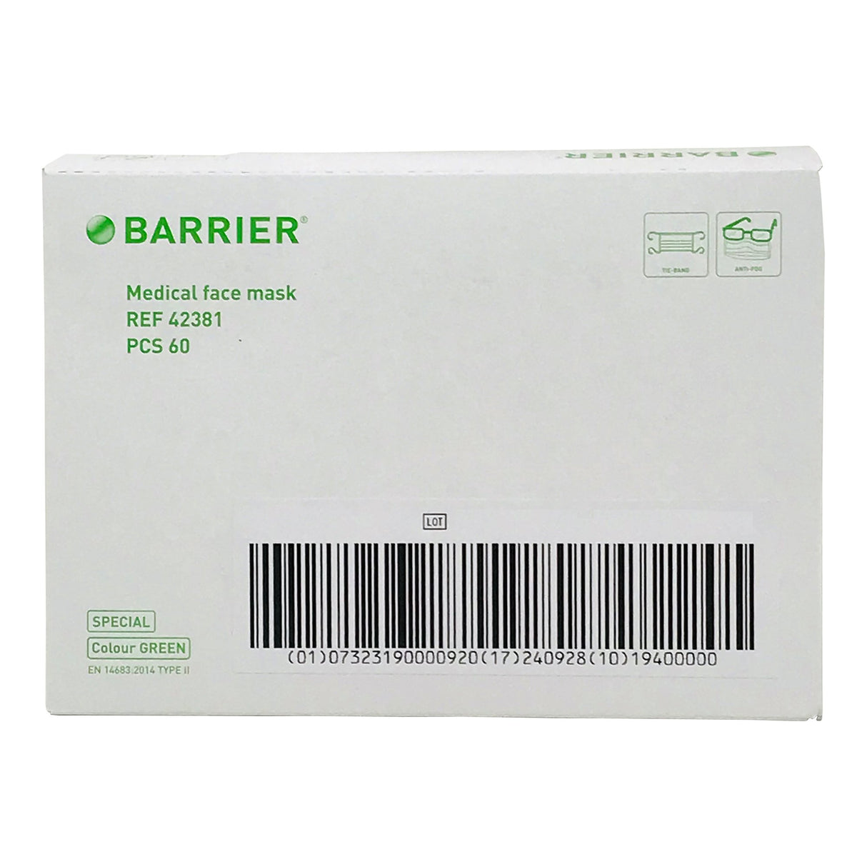 Surgical Mask Barrier® Special Anti-fog Not Rated Tie Closure One Size Fits Most - BeHope