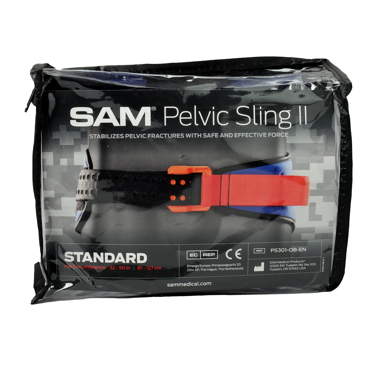 Emergency Pelvic Binder SAM Pelvic Sling™ II Standard Buckle / Hook and Loop Strap Closure Pelvis - BeHope