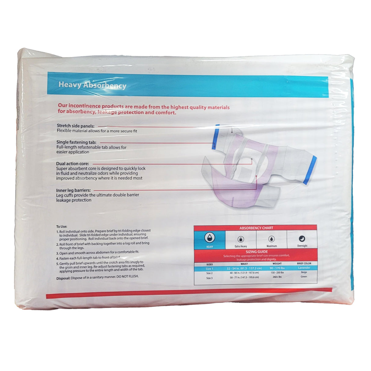 Unisex Adult Incontinence Brief Wings™ Plus Size 1 Disposable Heavy Absorbency - BeHope