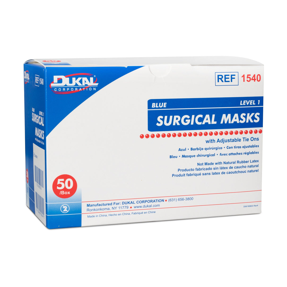 Surgical Mask Dukal® ASTM Level 1 Tie Closure One Size Fits Most - BeHope