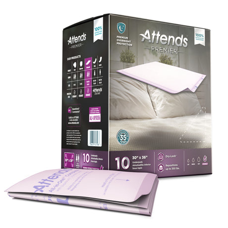 Disposable Underpad Attends® Premier 30 X 36 Inch Dry-Lock® Core Heavy Absorbency - BeHope