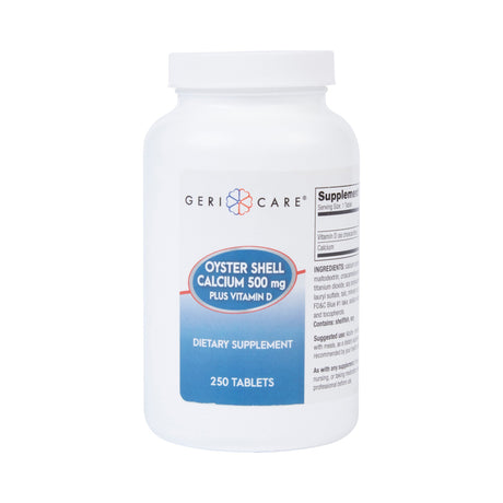 Joint Health Supplement Geri-Care® Oyster Shell 200 IU - 500 mg Strength Tablet 250 per Bottle - BeHope