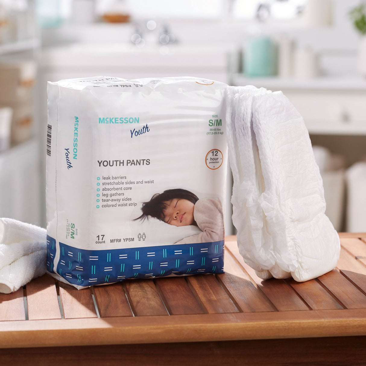 Unisex Youth Absorbent Underwear McKesson Pull On with Tear Away Seams Small / Medium Disposable Heavy Absorbency - BeHope