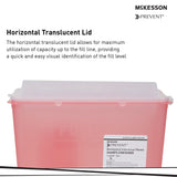 Sharps Container McKesson Prevent Translucent Red Base 10-3/4 H X 10-1/2 W X 4-3/4 D Inch Horizontal Entry 1.25 Gallon