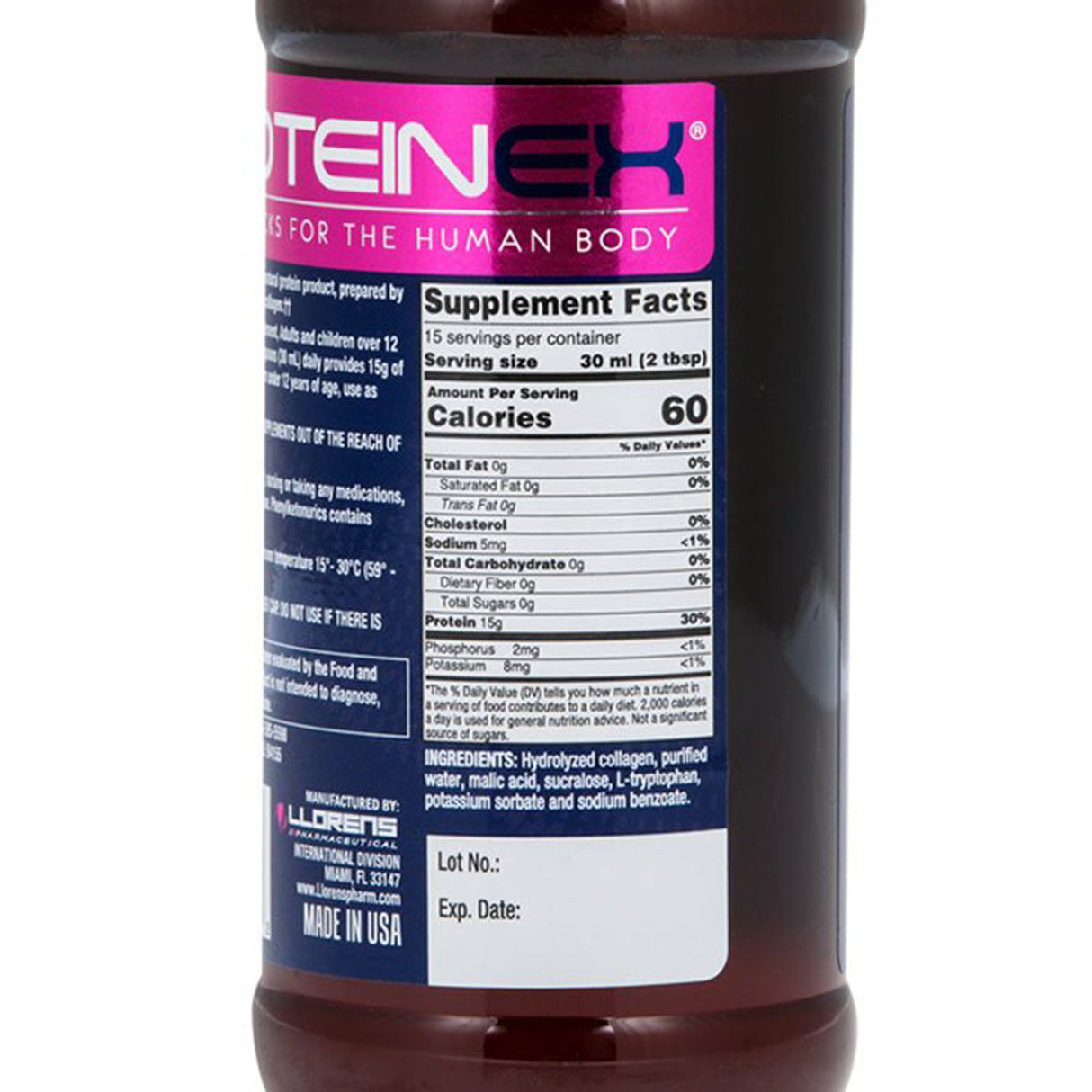 Oral Supplement Proteinex® P15 Unflavored Liquid 16 oz. Bottle - BeHope