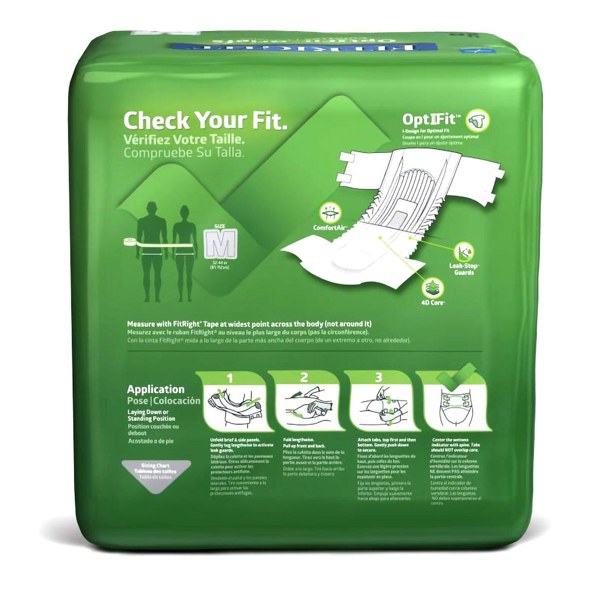 Unisex Adult Incontinence Brief FitRight Plus Medium Disposable Moderate Absorbency