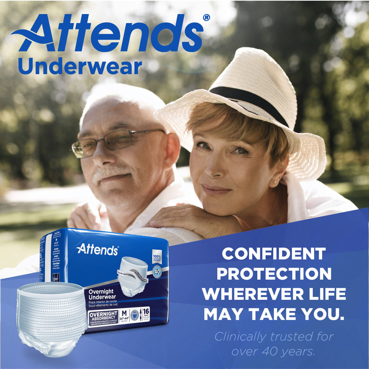 Unisex Adult Absorbent Underwear Attends Overnight Pull On with Tear Away Seams Medium Disposable Heavy Absorbency