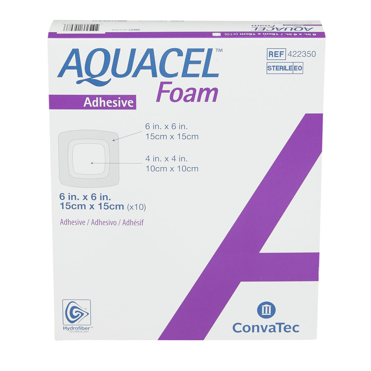 Foam Dressing Aquacel® 6 X 6 Inch With Border Waterproof Film Backing Silicone Adhesive Square Sterile - BeHope