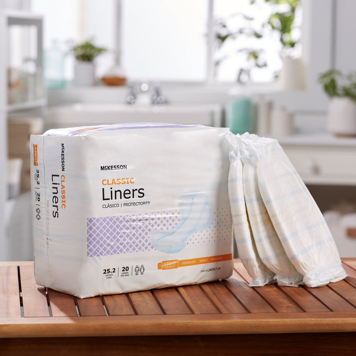 Incontinence Liner McKesson Classic 25-1/5 Inch Length Light Absorbency Polymer Core One Size Fits Most - BeHope
