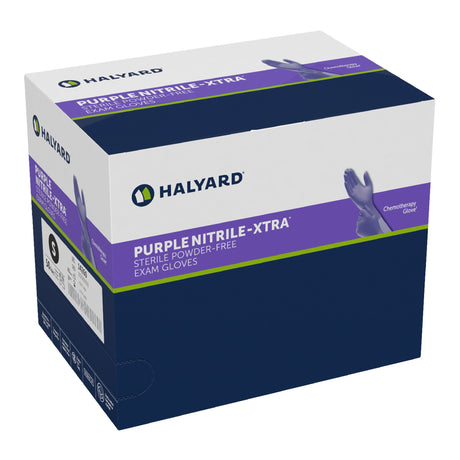 Exam Glove Purple Nitrile-Xtra™ Small Sterile Pair Nitrile Extended Cuff Length Textured Fingertips Purple Chemo Tested - BeHope