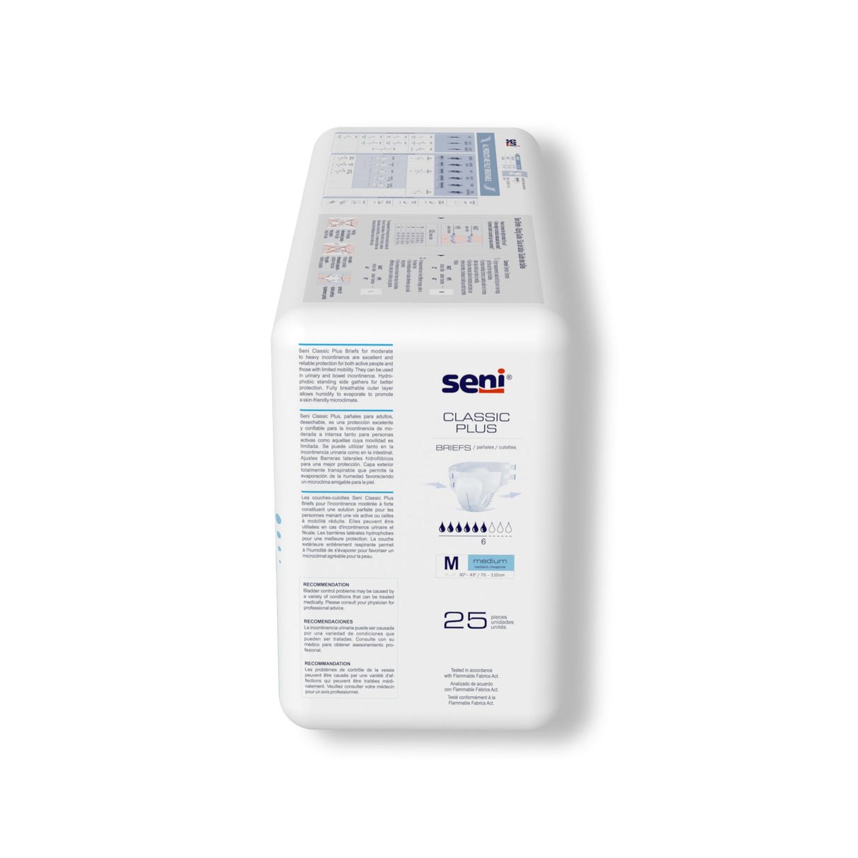 Unisex Adult Incontinence Brief Seni Classic Plus Medium Disposable Moderate Absorbency