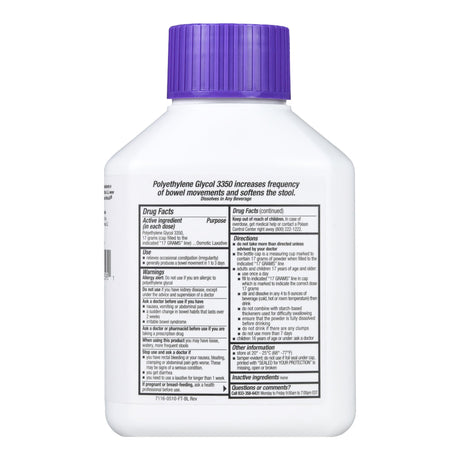 Laxative Foster & Thrive™ Unflavored Powder 17.9 oz. 17 Gram Strength Polyethylene Glycol 3350 - BeHope
