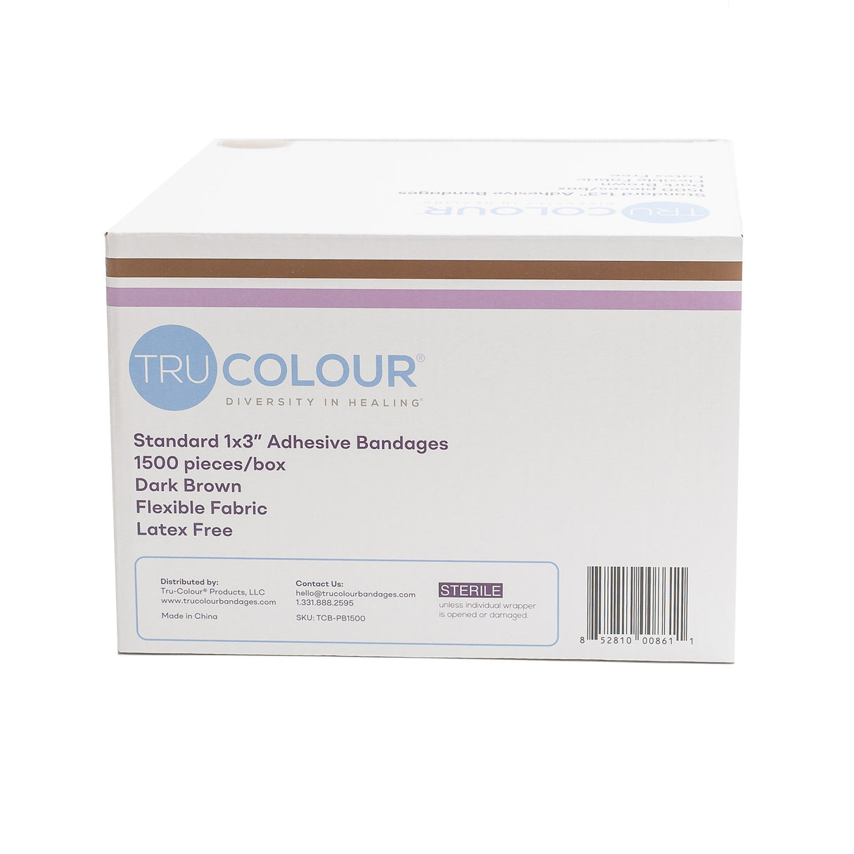 Adhesive Strip Tru-Colour® Fabric Dark Brown 1 X 3 Inch Sterile - BeHope