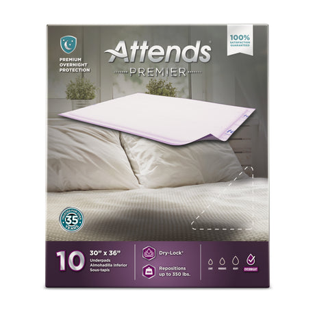Disposable Underpad Attends® Premier 30 X 36 Inch Dry-Lock® Core Heavy Absorbency - BeHope