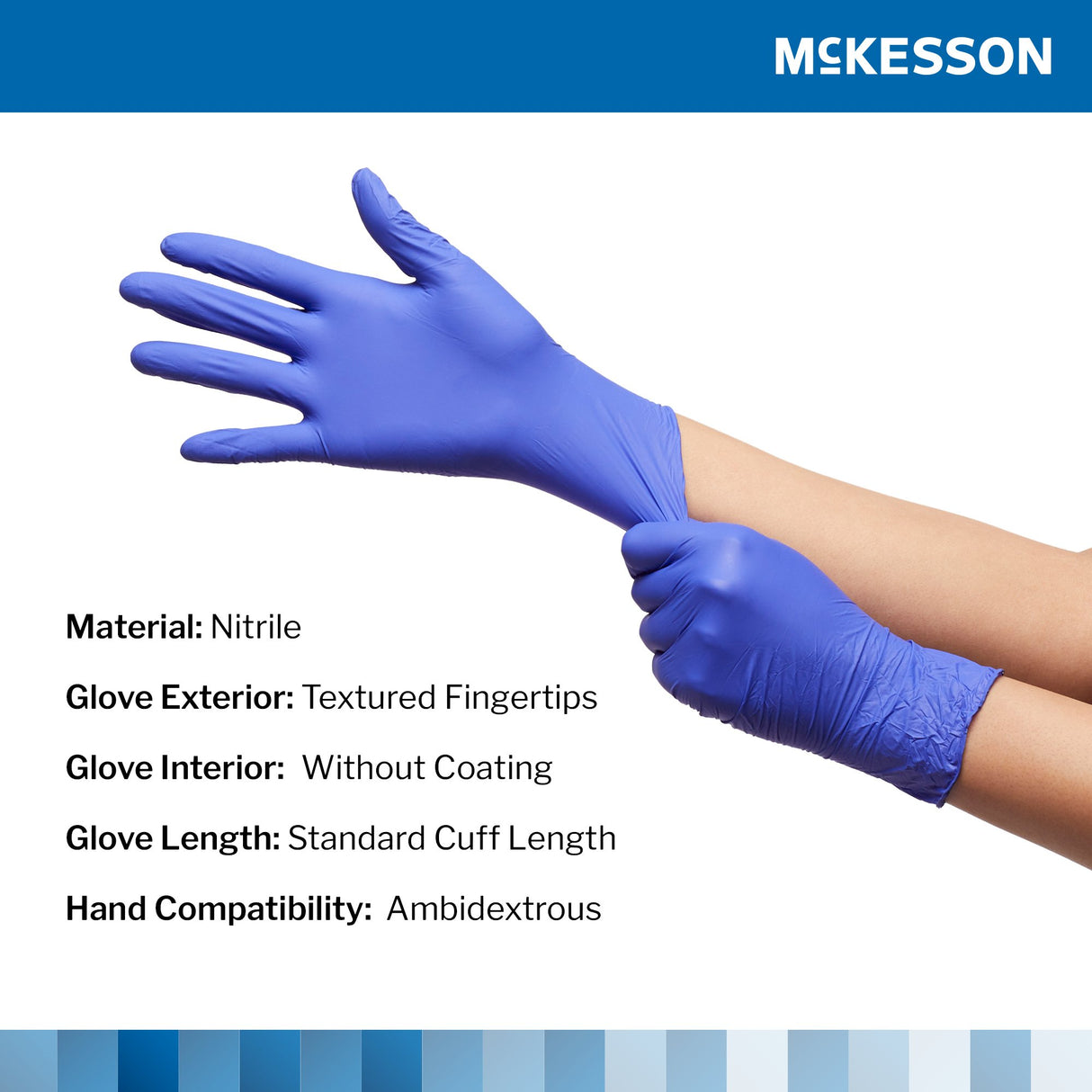 Exam Glove McKesson Confiderm® 3.0 Large NonSterile Nitrile Standard Cuff Length Textured Fingertips Blue Chemo Tested / Fentanyl Tested - BeHope