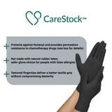 Exam Glove CareStock™ Large NonSterile Nitrile Standard Cuff Length Fully Textured Black Not Rated - BeHope