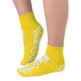 Slipper Socks Pillow Paws® Risk Alert® Terries™ Unisex Adult 2X-Large All Around Tread Single Patient Use Yellow - BeHope