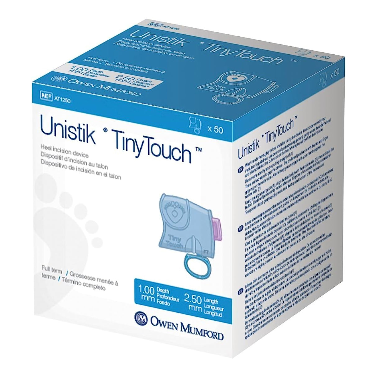 Pediatric Lancet Unistik Tiny Touch 2.5 mm Blade Retractable Push Button Activation Heel - BeHope