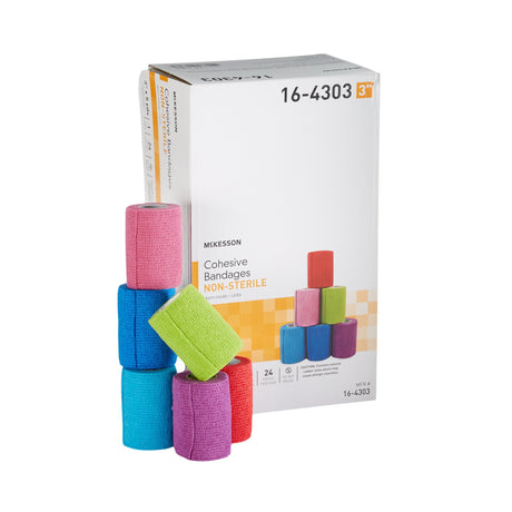 Cohesive Bandage McKesson 3 Inch X 5 Yard Self-adherent Closure Purple / Pink / Green / Light Blue / Royal Blue / Red NonSterile Standard Compression - BeHope